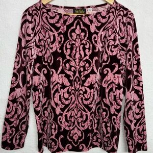 Bob Mackie Wearable Art Pink Burgundy Velvet Baroque Top M